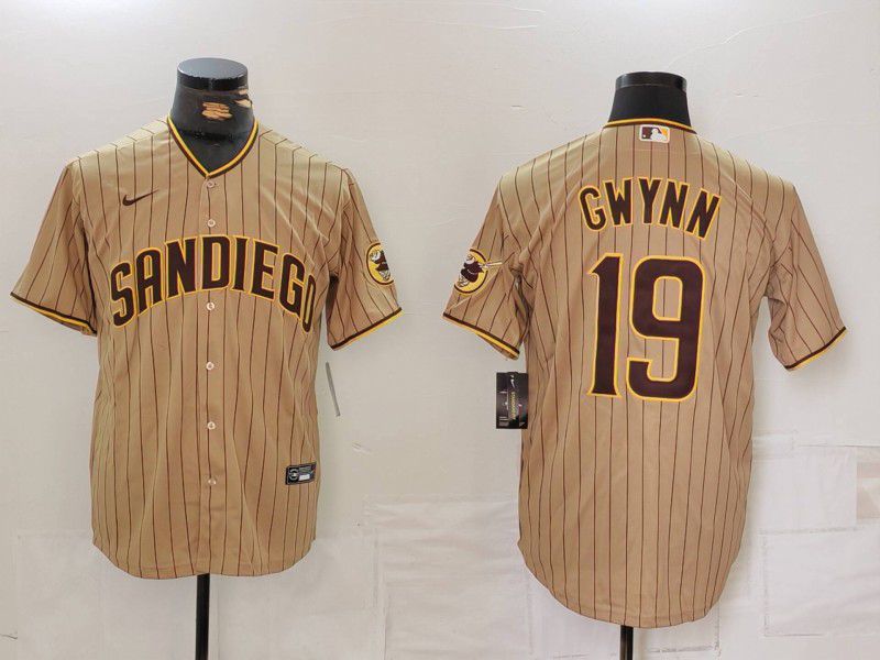 Men San Diego Padres #19 Gwynn Browm Stripe Game 2024 Nike MLB Jersey style 1->san diego padres->MLB Jersey